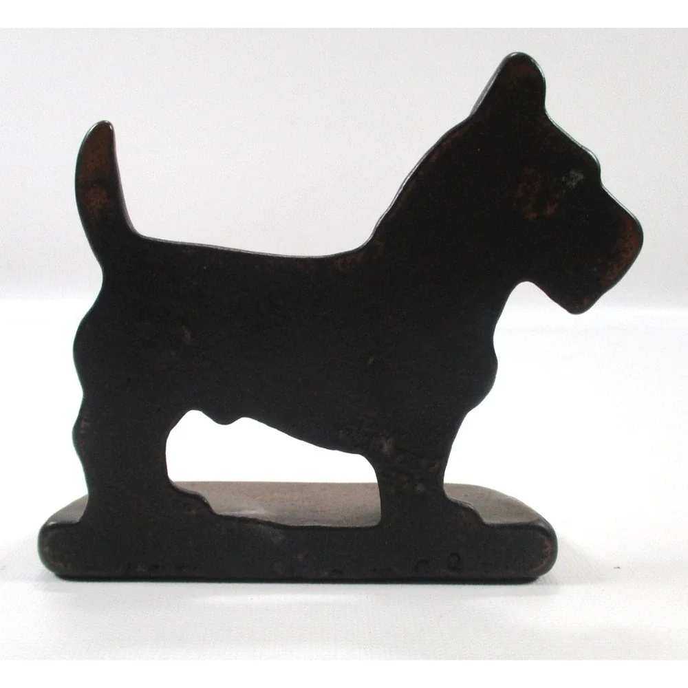 Vintage Heavy Brass‎ single Scottie Terrier Dog Doorstop Bookend Paper Weight 5